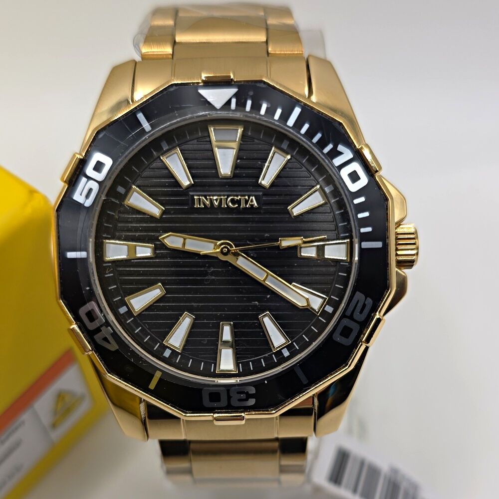 Invicta Pro Diver Meridian Men's Watch,46mm, Gold/Black, 69236